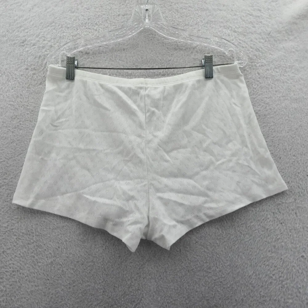 Victorias‎ Secret Large Boyshort Pajama Shorts White Heart Knit Sleepwear Short